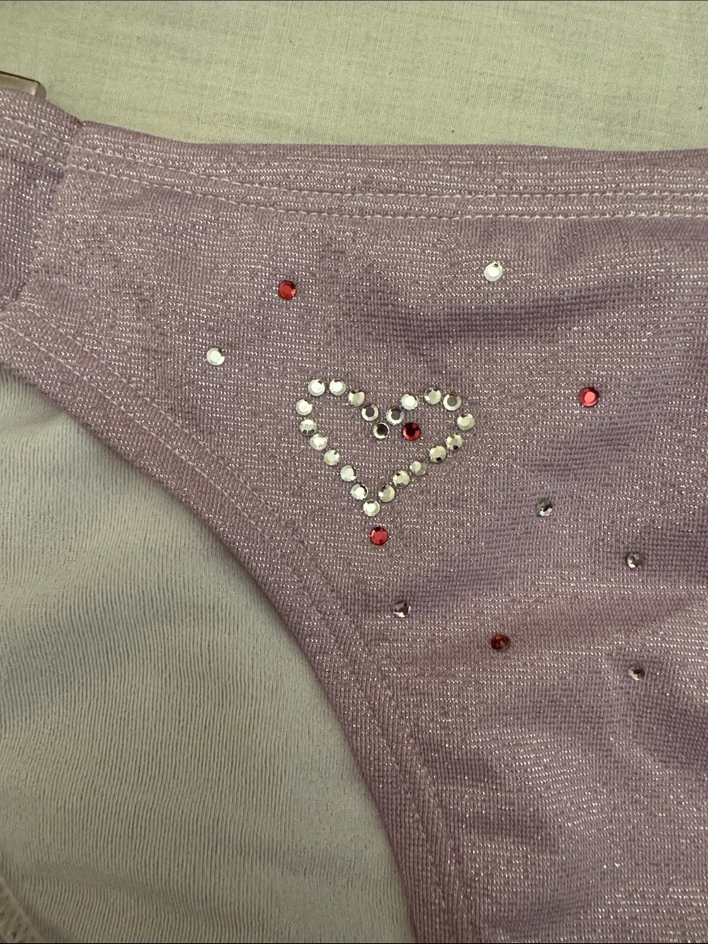 Lilac Shimmer Bandeau Bikini Set with Heart Accents - Picture 2 of 11